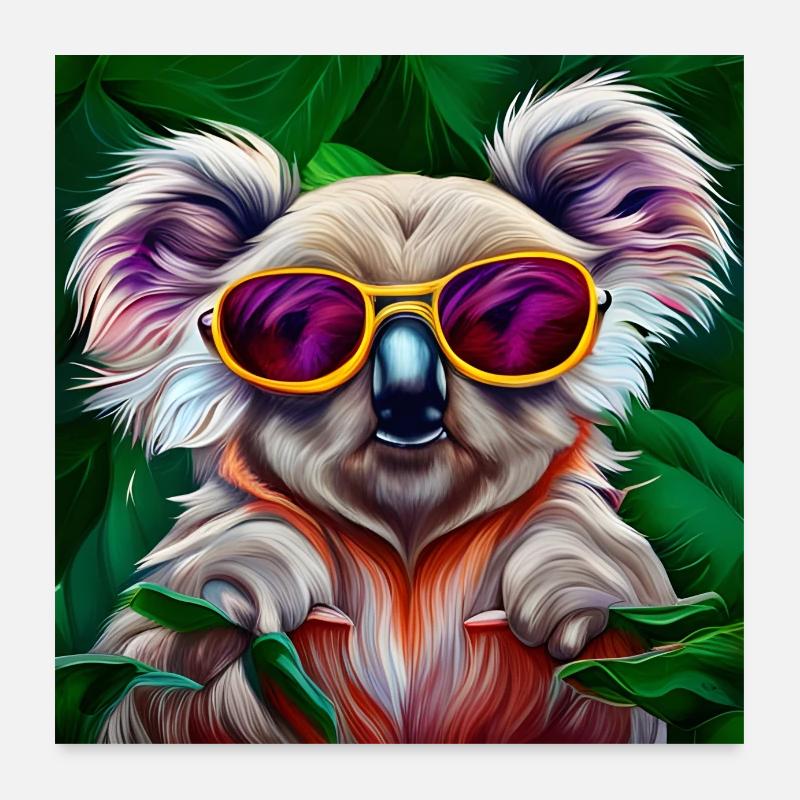 Bunter Koala mit Sonnenbrille Poster 60x60 cm