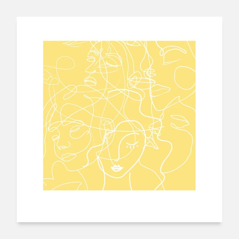 Face line yellow Poster 60 x 60 cm