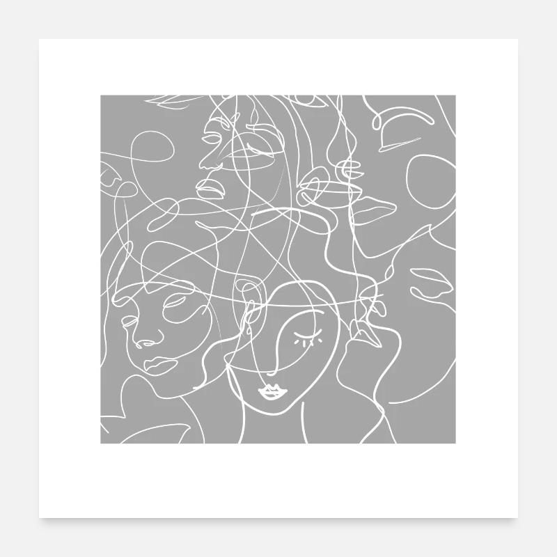 Gesichtslinie grau Poster 60x60 cm