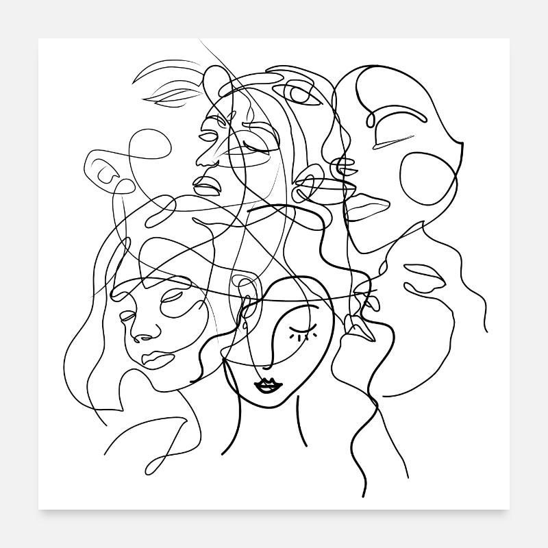 Face line white Poster 24" x 24" (60x60 cm)