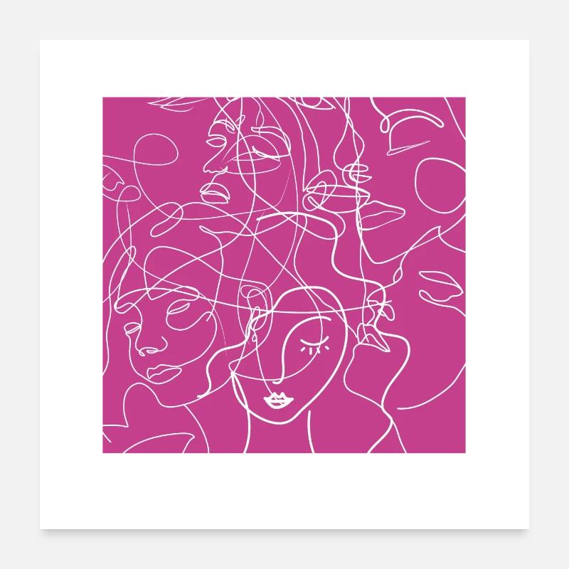Face line pink Poster 60 x 60 cm