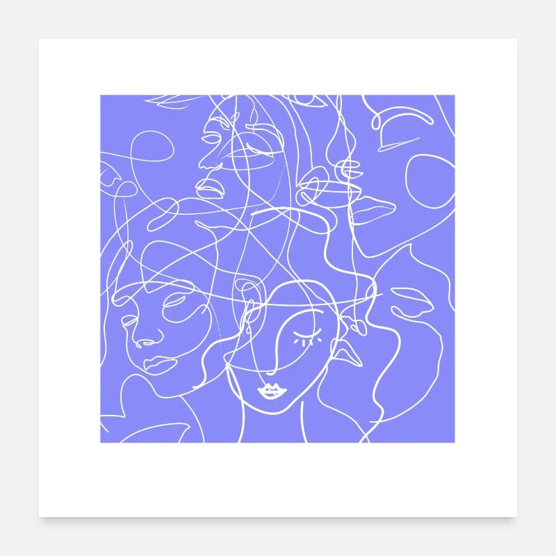 Gesichtslinie lila Poster 60x60 cm