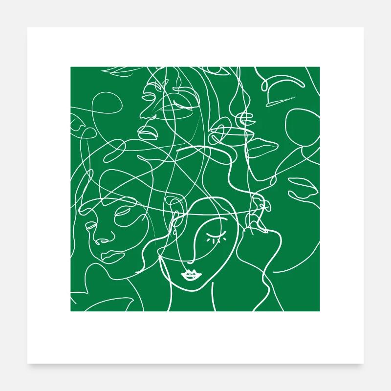 Face line Green Poster 24" x 24" (60x60 cm)