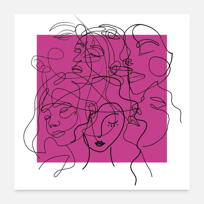 Face line pink Poster 24" x 24" (60x60 cm)