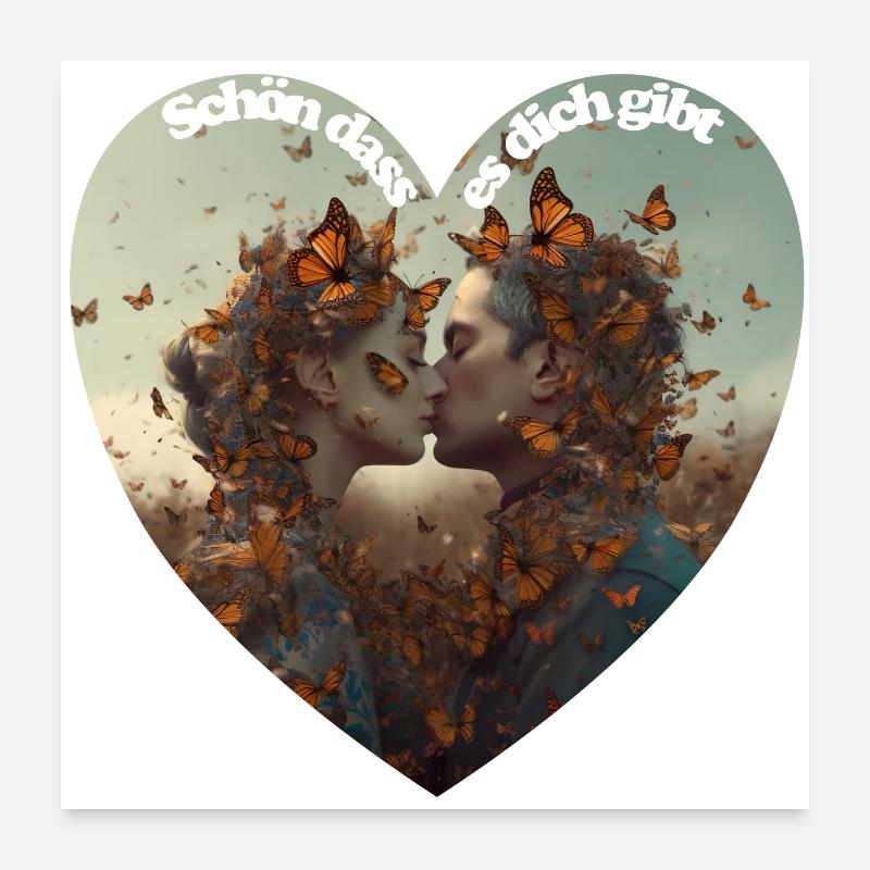 Schmetterlinge im Bauch Poster 60x60 cm