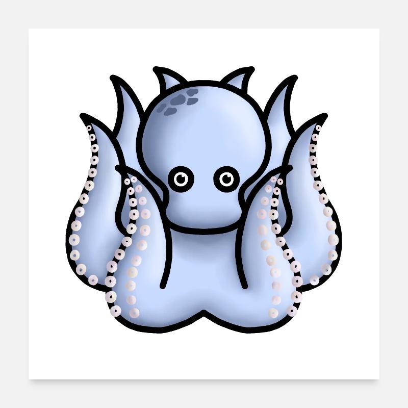 petite pieuvre bleu clair mignonne Poster 60 x 60 cm