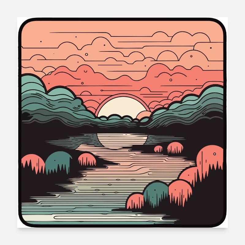Sonnenuntergang - Poster 60x60 cm - Weiß