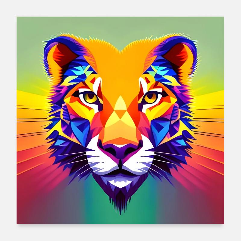 Lion flashy - Poster 60 x 60 cm - blanc