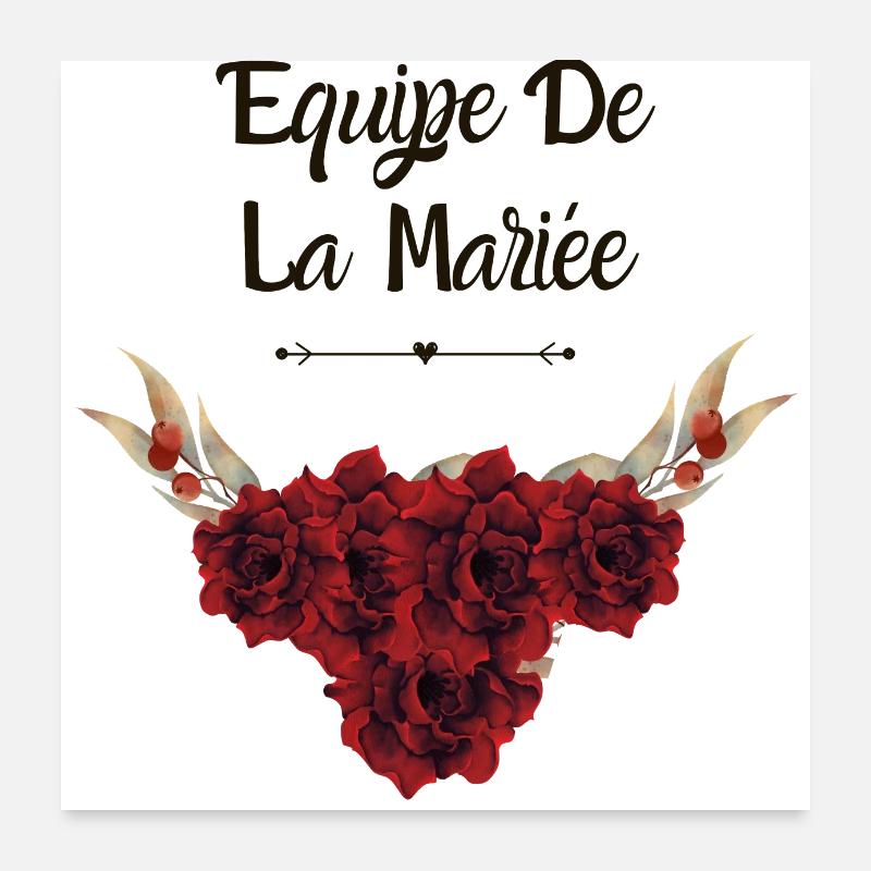 Équipe de la mariée floral Poster 60 x 60 cm