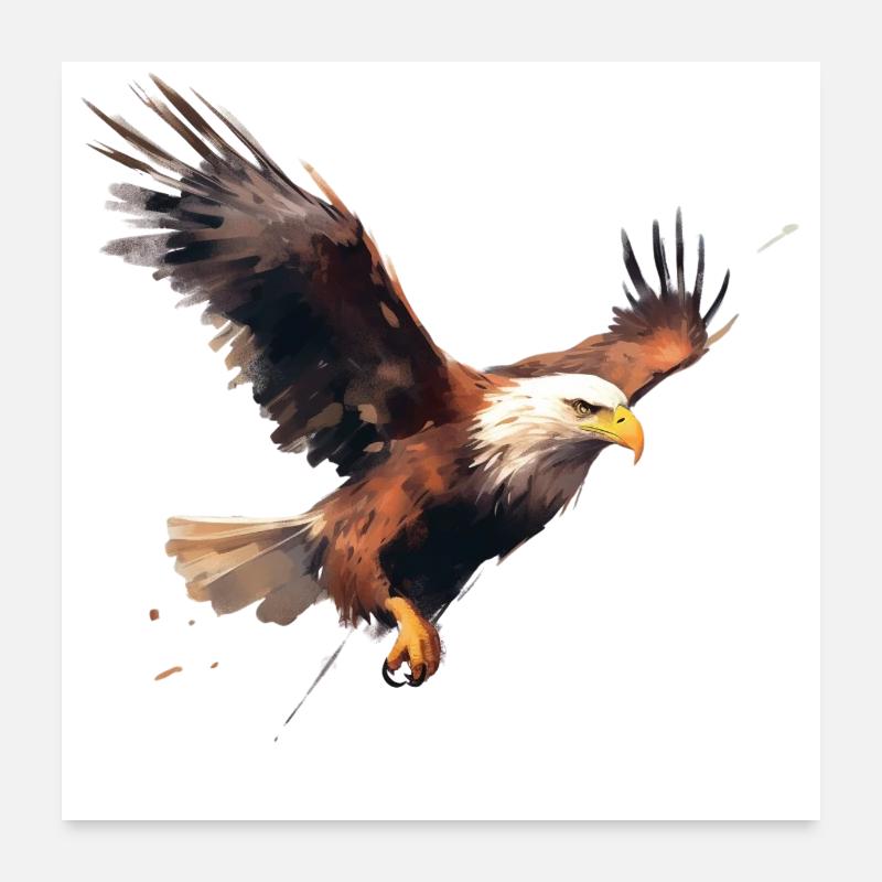 Pygargue à tête blanche en vol Design Eagle Hunting Bird Poster 60 x 60 cm