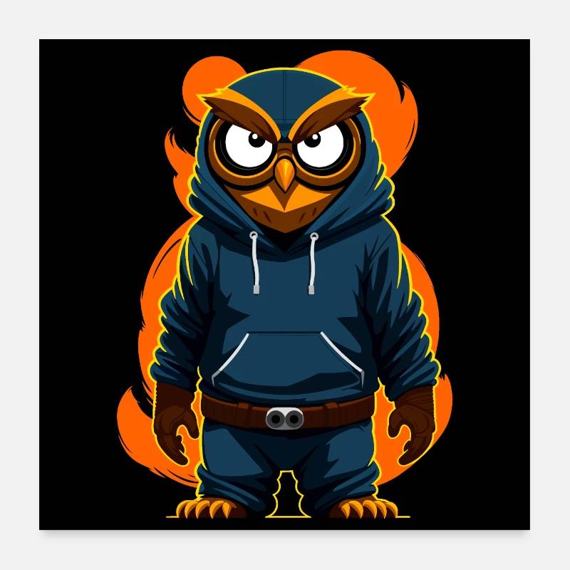 Eule Mit Hoodie Poster 60x60 cm