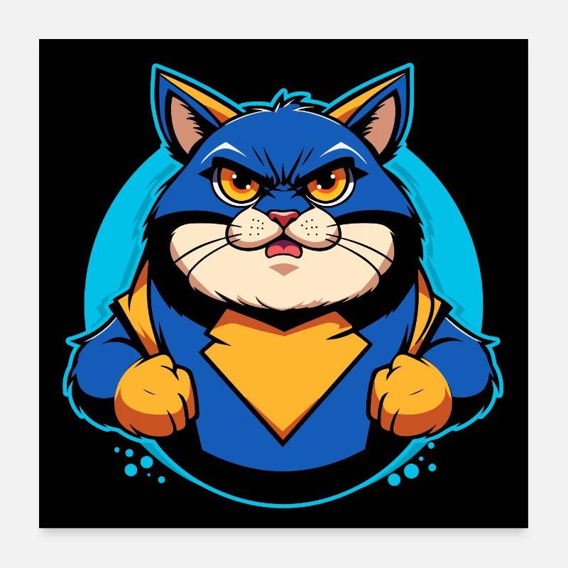 Chat super-héros Poster 60 x 60 cm