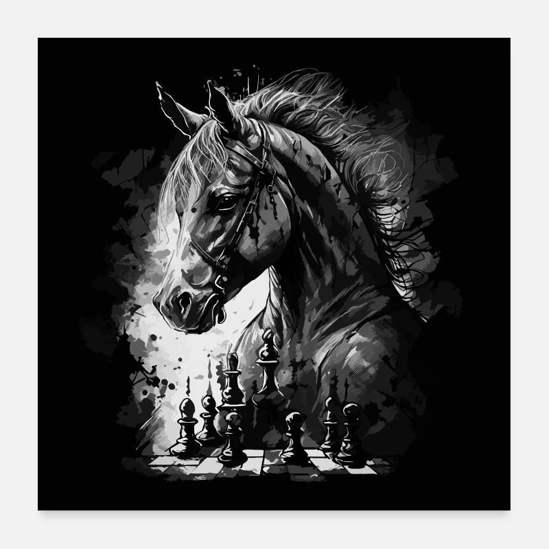 Cheval d’échecs chevalier Poster 60 x 60 cm