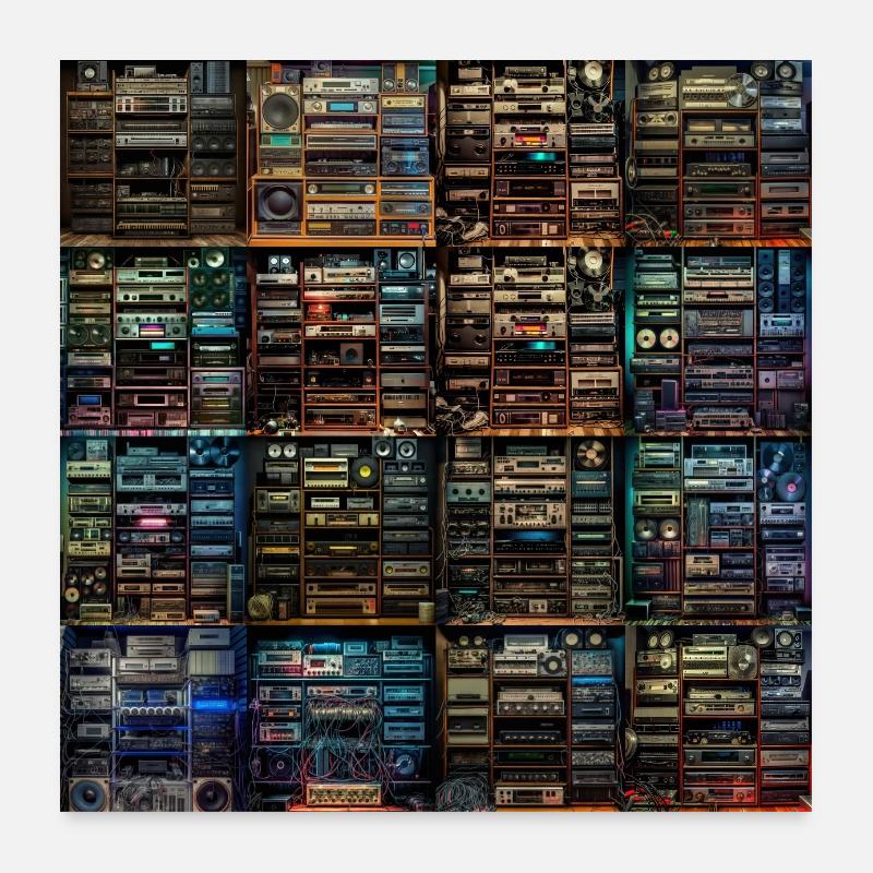 Vintage Audio Stack Collage Poster 24" x 24" (60x60 cm)