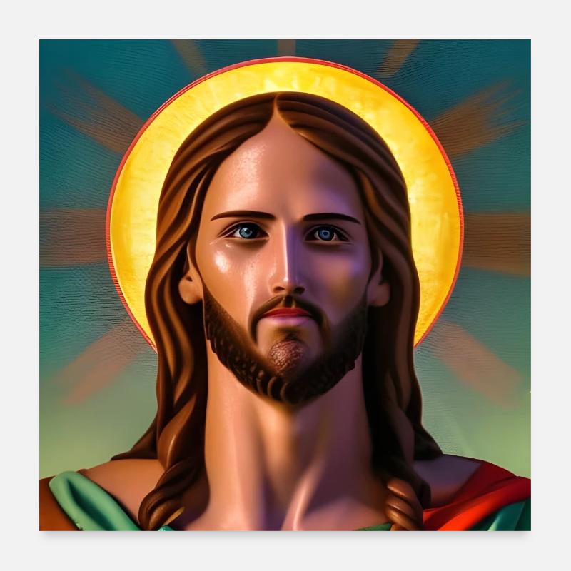 Jesus Christus - Poster 60x60 cm - Weiß