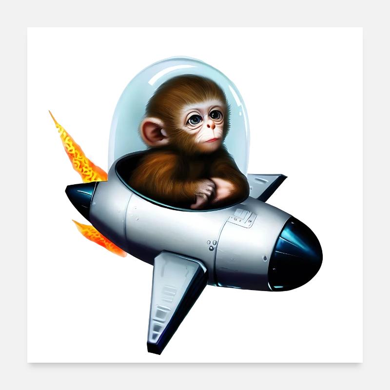 Astronaut Affe Rakete Weltraum Poster 60x60 cm