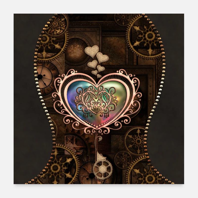 Romantic Steampunk Heart Poster 24" x 24" (60x60 cm)