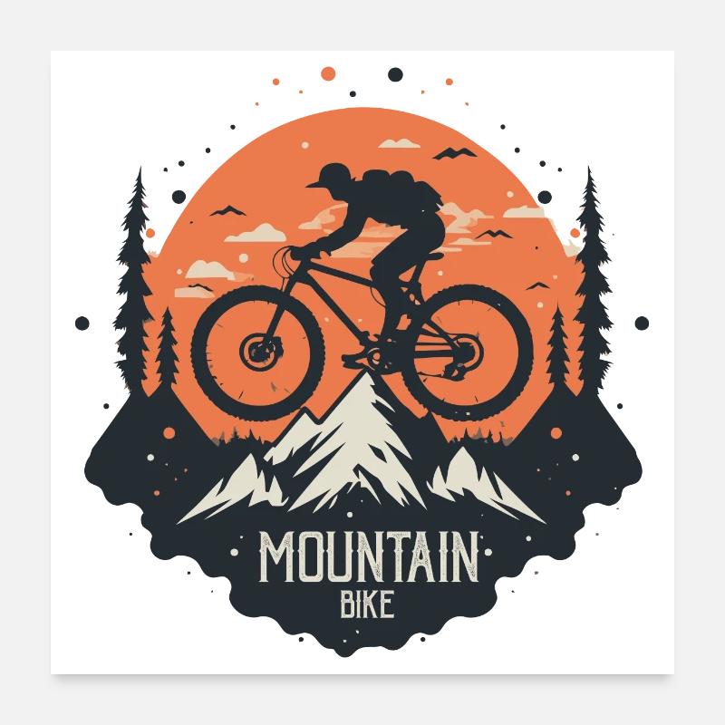 VTT idée Cadeau VTT vélo tout terrain MTB - Poster 60 x 60 cm - blanc