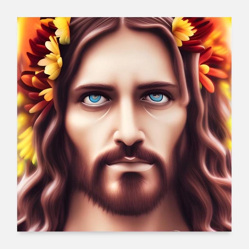 Im Blick von Jesus Christus - Poster 60x60 cm - Weiß