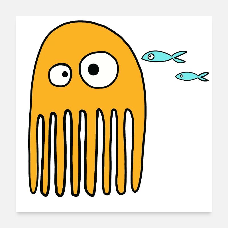 Drôle de pieuvre Poster 60 x 60 cm