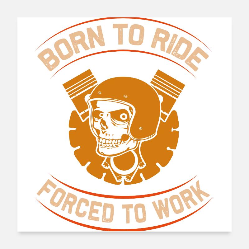 Born To Ride Skull Motorrad Design Poster 60x60 cm