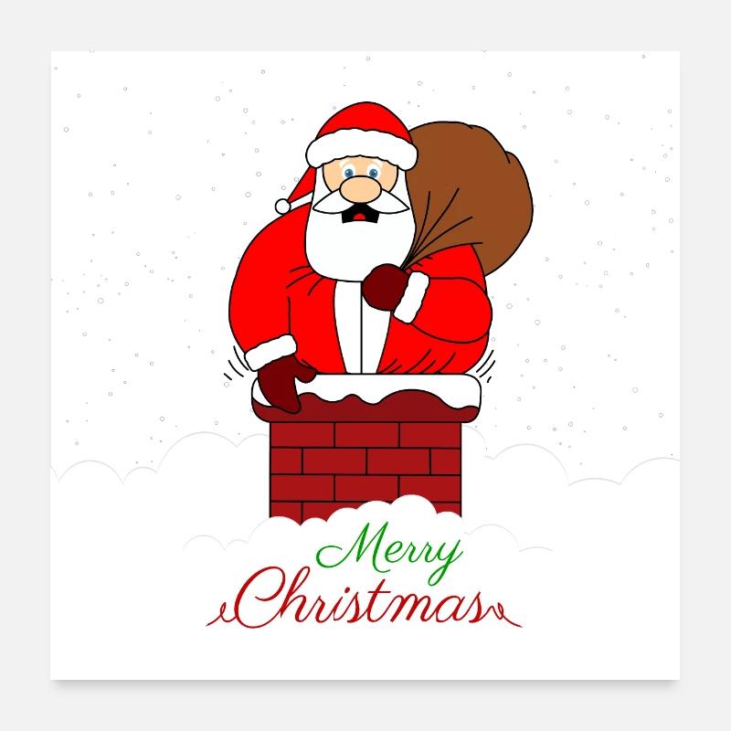 Joyeux Noël coincé gros père Noël Poster 60 x 60 cm
