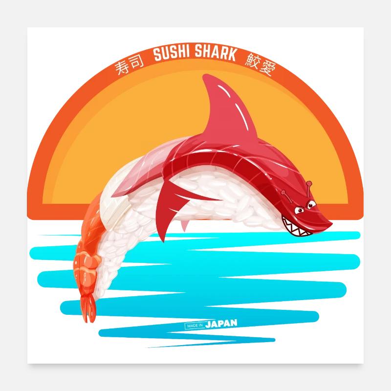 Sushi shark simple Poster 60 x 60 cm