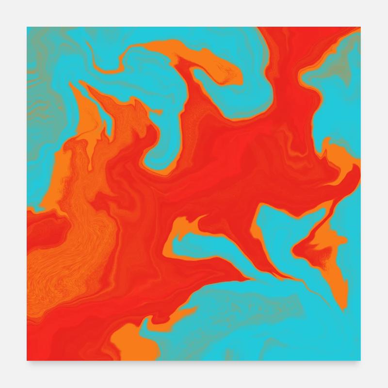 Orange Inferno Liquid Art Poster 24" x 24" (60x60 cm)
