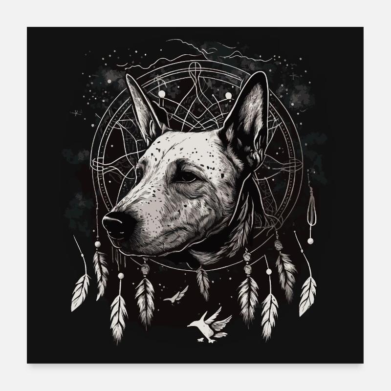 Bull Terrier and Dreamcatcher Poster 24" x 24" (60x60 cm)