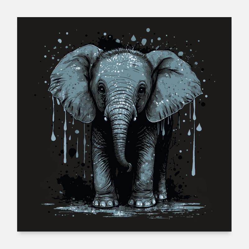 Mignon bébé éléphant Poster 60 x 60 cm