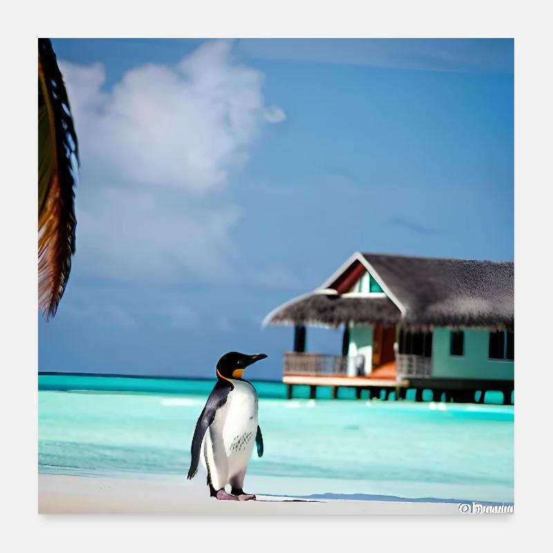 Pinguin auf den Malediven Poster 60x60 cm