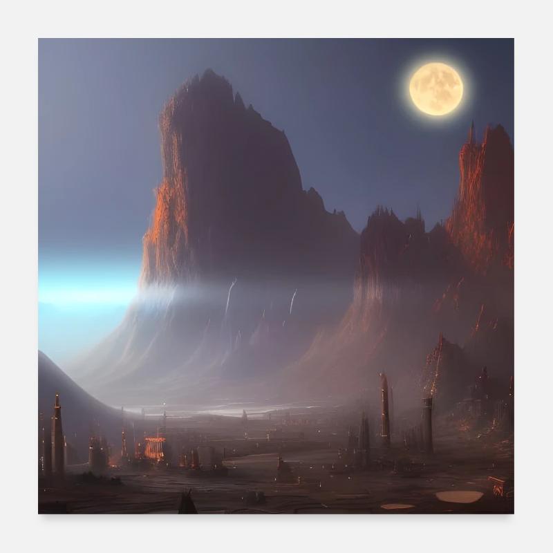 Ville sur la lune Poster 60 x 60 cm