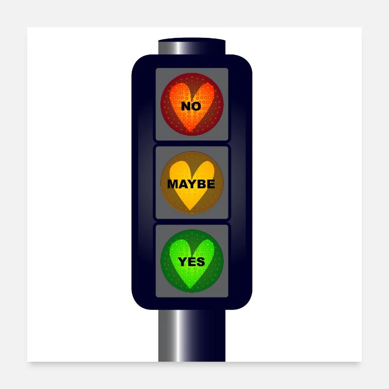 Yes No Maybe Traffic Lights Poster 24" x 24" (60x60 cm)