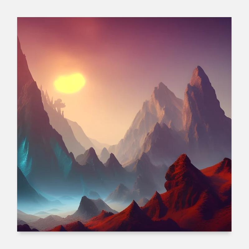 Montagnes Mystiques Poster 60 x 60 cm