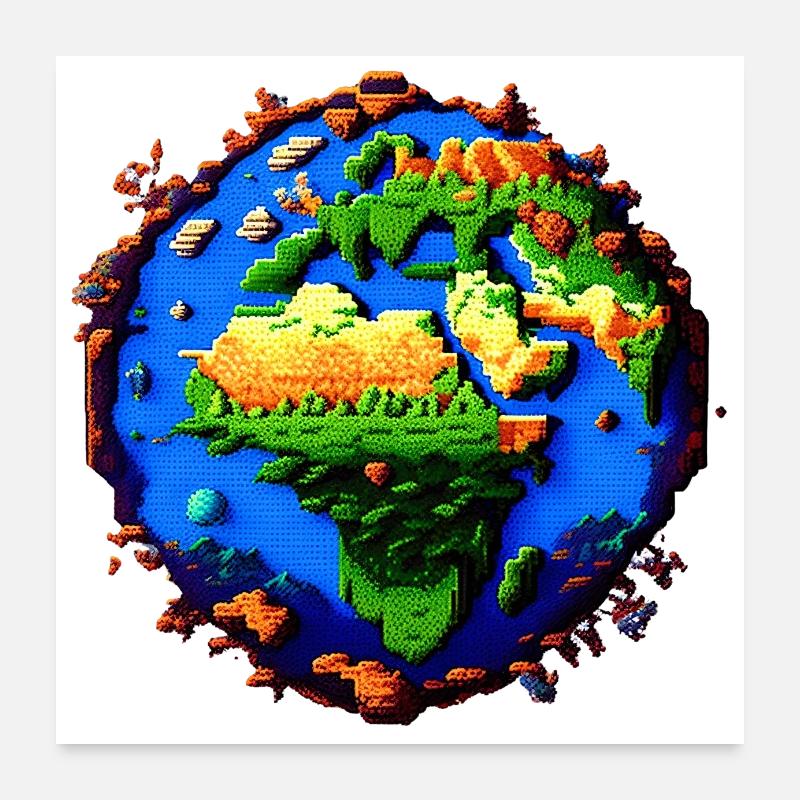 Pixel-Erde Poster 60x60 cm