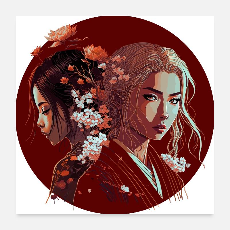 Ost und West - Sakura Und Lotus 5000 - DIGITAL Poster 60x60 cm