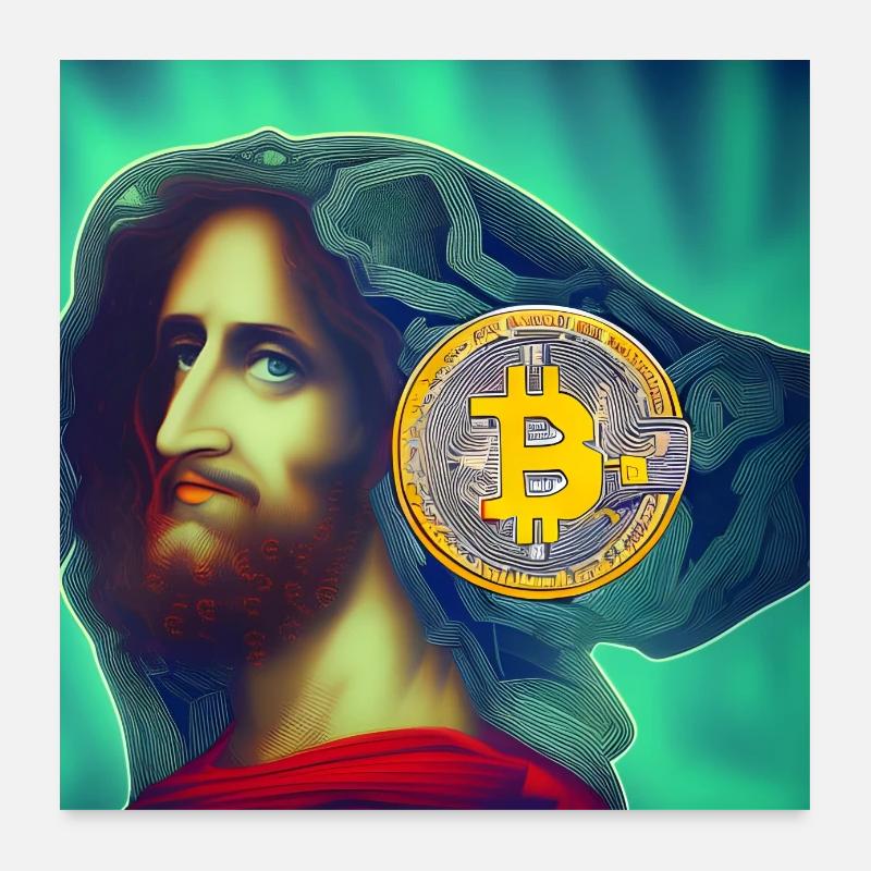 Jésus et Bitcoin Poster 60 x 60 cm