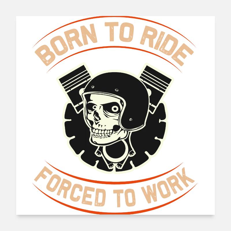 Born To Ride Skull Motorcycle Design Poster 60 x 60 cm