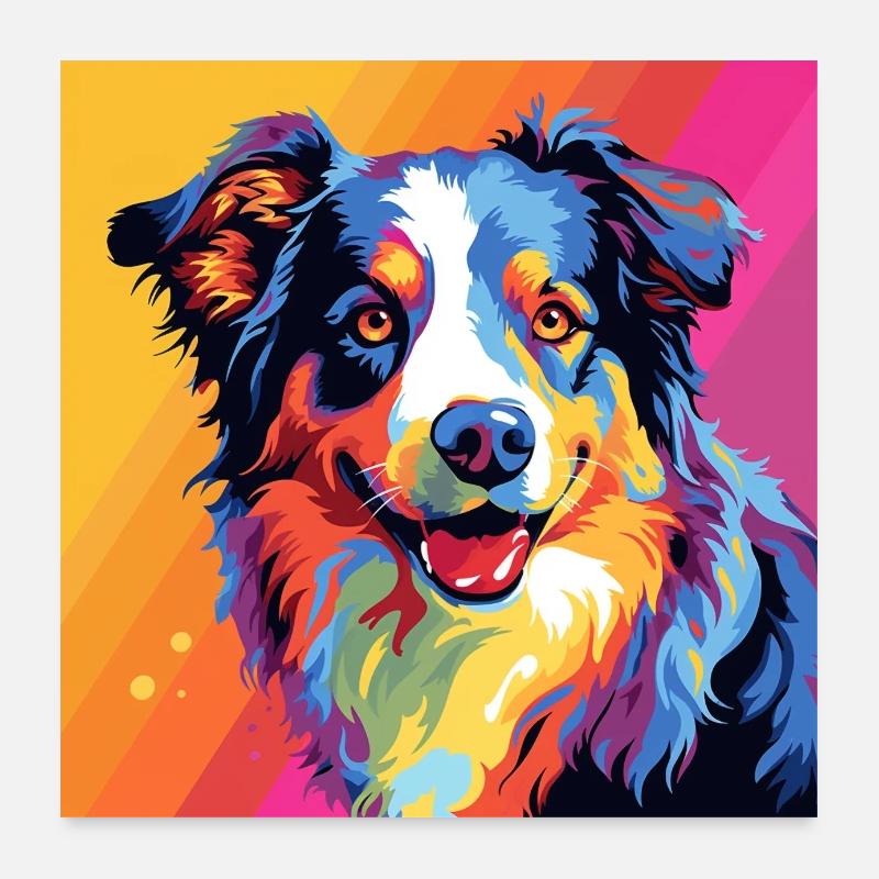 Australian Shepherd Pop Art Poster 24" x 24" (60x60 cm)