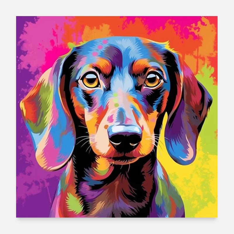 Teckel Pop Art Poster 60 x 60 cm
