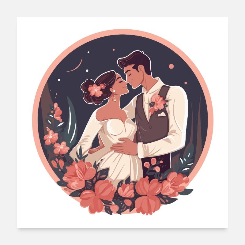 Couple de marié Poster 60 x 60 cm