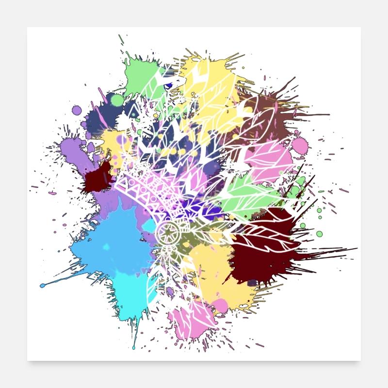 weißer indischer Kopfschmuck bunte Flecken Poster 60x60 cm