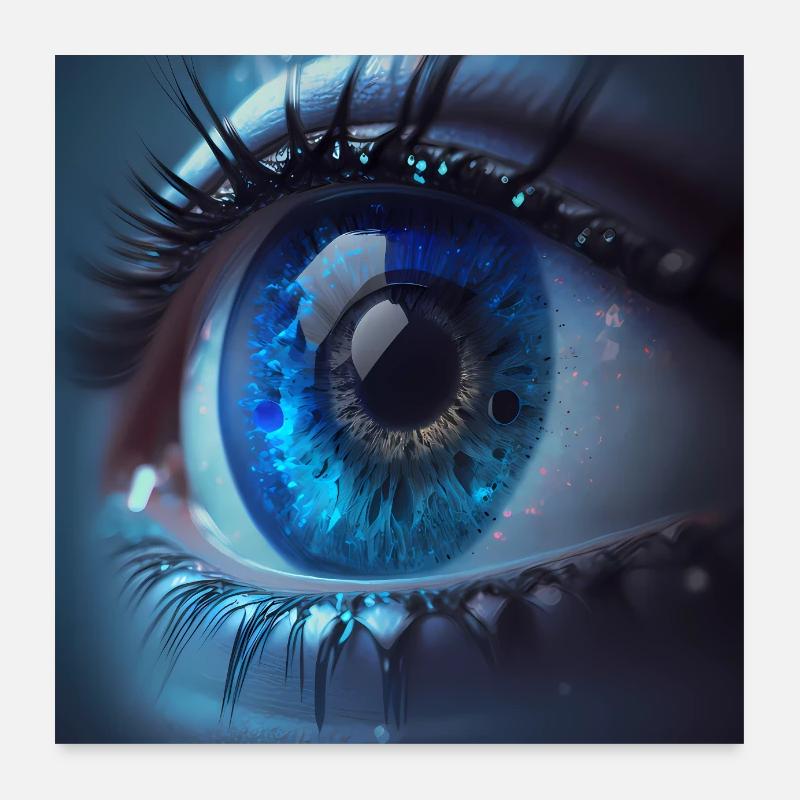 Gros plan de Blue Eyes Poster 60 x 60 cm