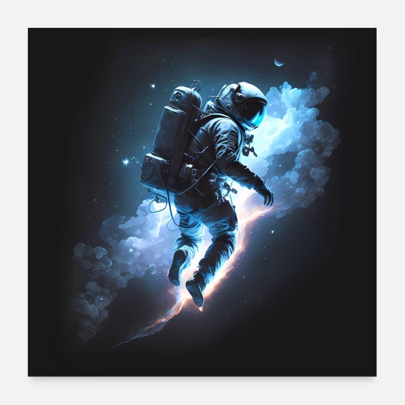 Astronaute dans l’œuvre d’art spatiale Poster 60 x 60 cm