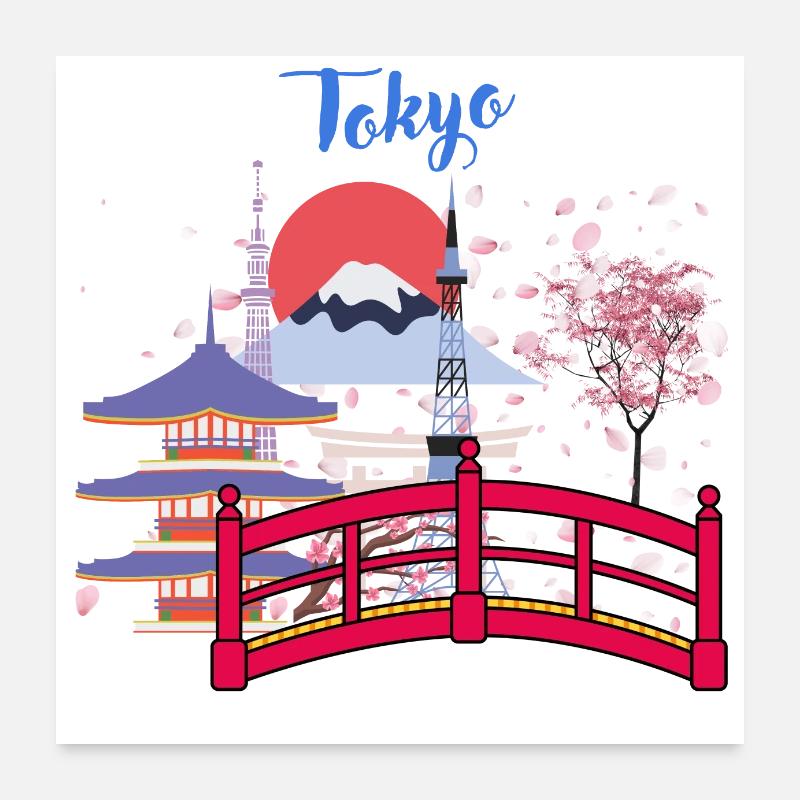 Tokio niedlich - Poster 60x60 cm - Weiß