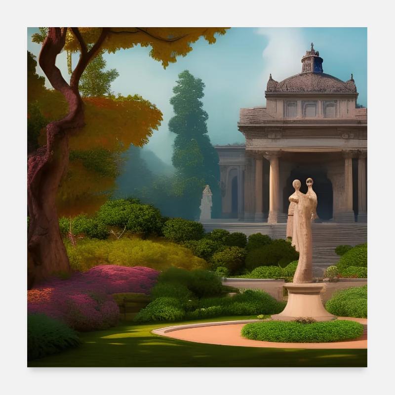 Jardins avec statue Poster 60 x 60 cm