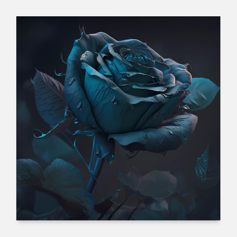Portrait d’une rose bleue Poster 60 x 60 cm