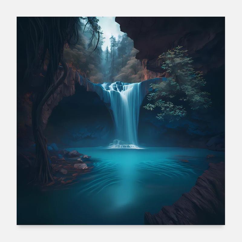 Wasserfall Poster 60x60 cm
