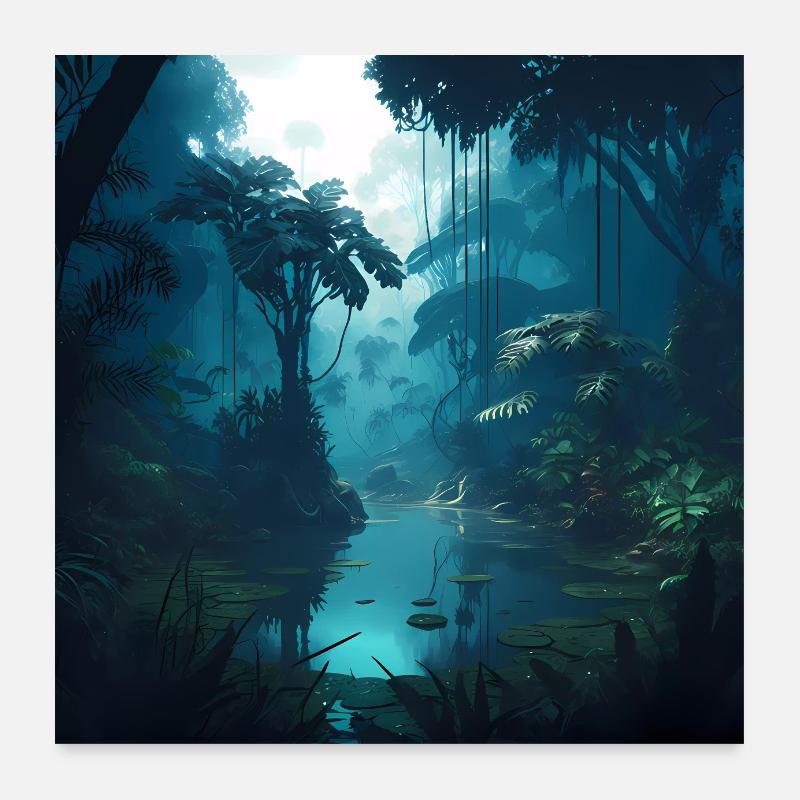 Paysage de jungle Poster 60 x 60 cm