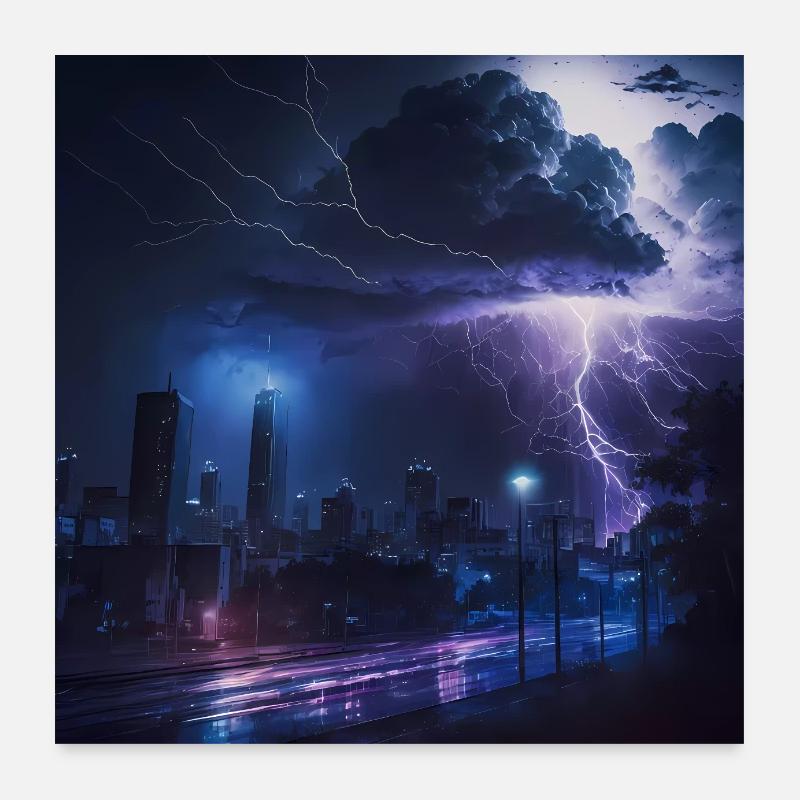 Thunderstorm Storm Artwork Poster Poster 24" x 24" (60x60 cm)